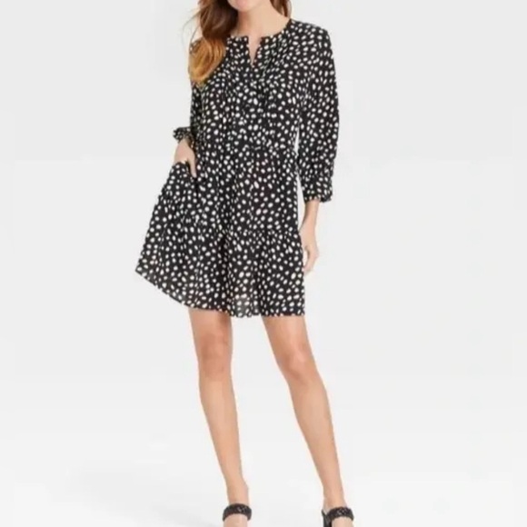 Who What Wear Bishop 3/4 Sleeve Polka Dot Dress Size M NWOT - Picture 3 of 5